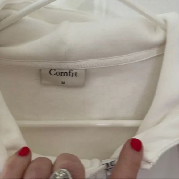 Set -2 !! M Comfrt White Zip-Up Hoodie and sweatpants M - Picture 6 of 9